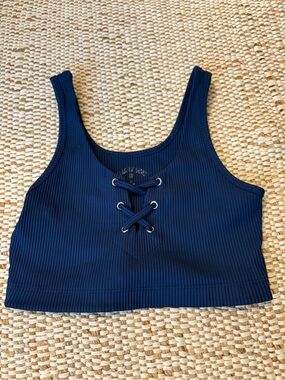 Year of Ours Navy Ribbed Football Bra